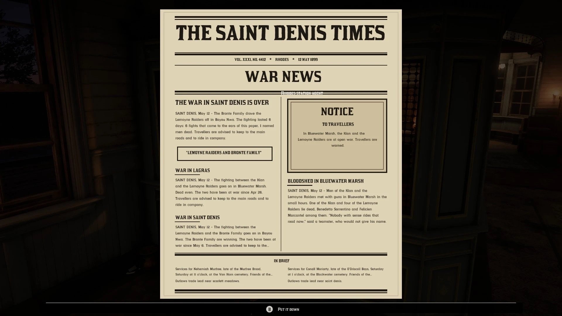 enRAGE modunun ürettiği Saint Denis Times gazetesinde çete savaşı haberleri