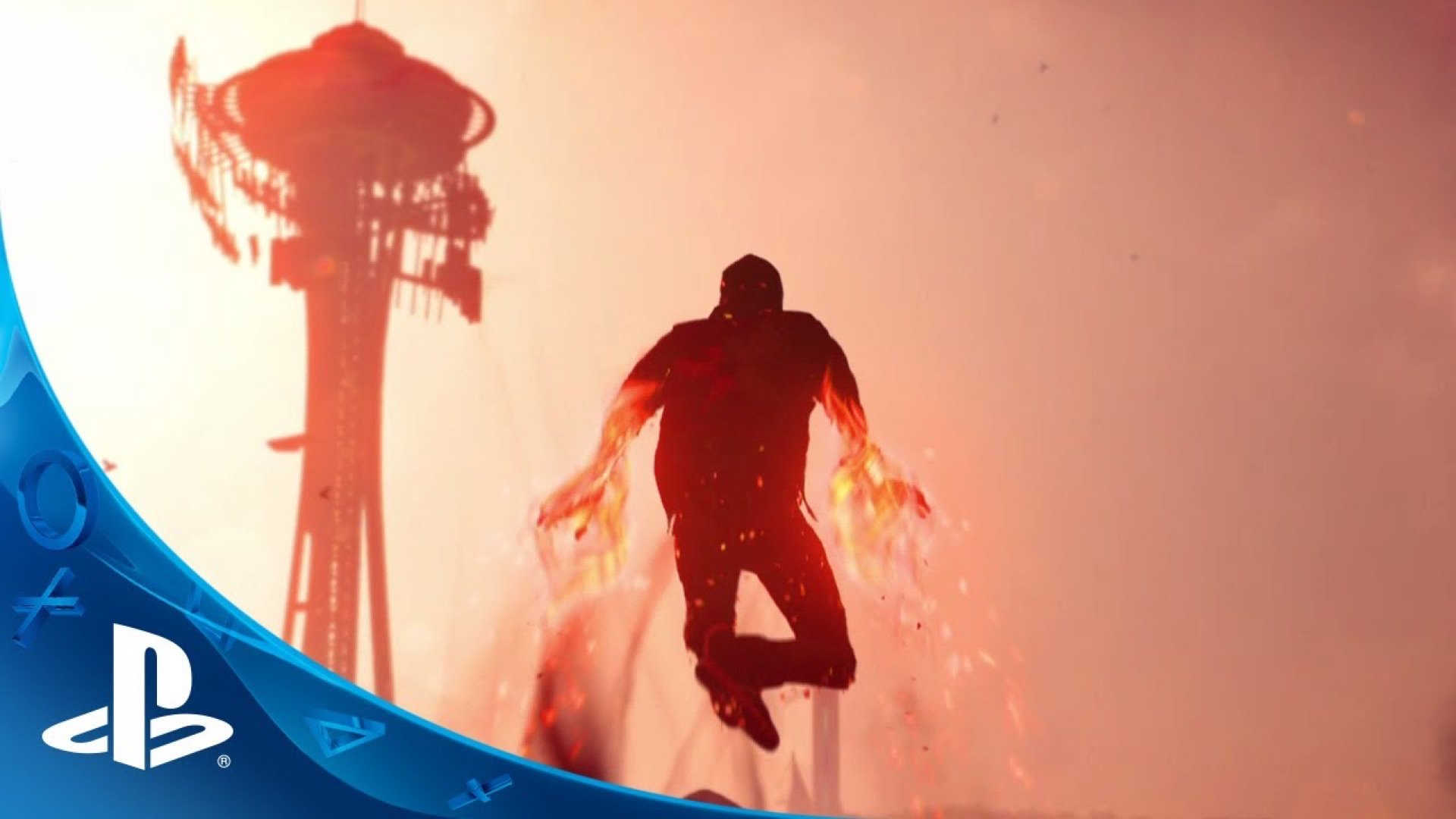 inFAMOUS Second Son resmî oynanış fragmanından Delsin ve Seattle silüeti