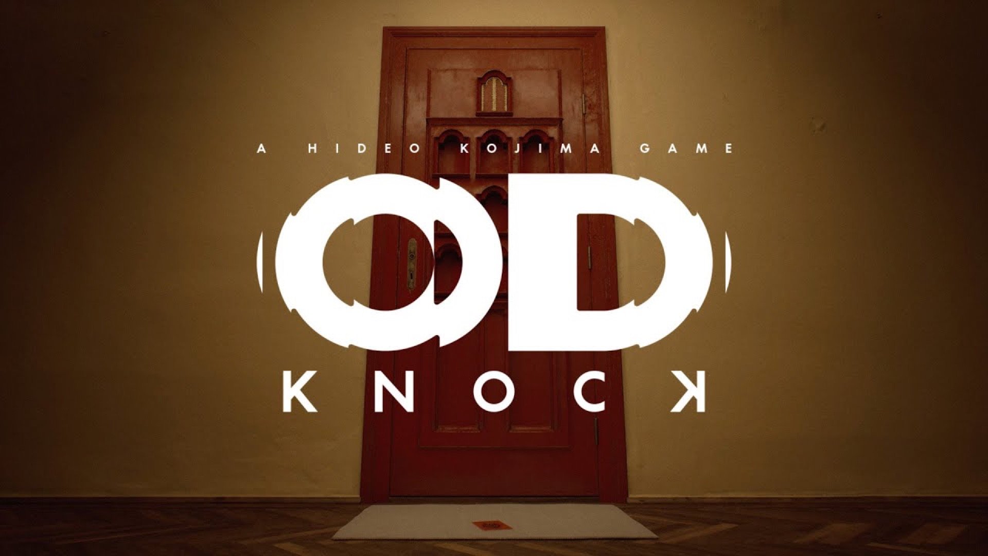Kojima Productions OD KNOCK teaser görseli, kırmızı kapı önünde OD logosu