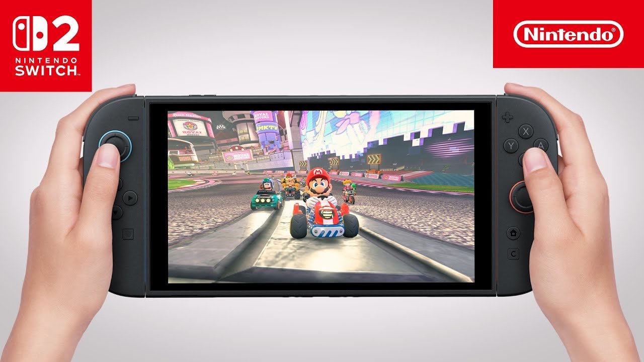 Nintendo Switch 2 el konsolu modunda Mario Kart oynanırken
