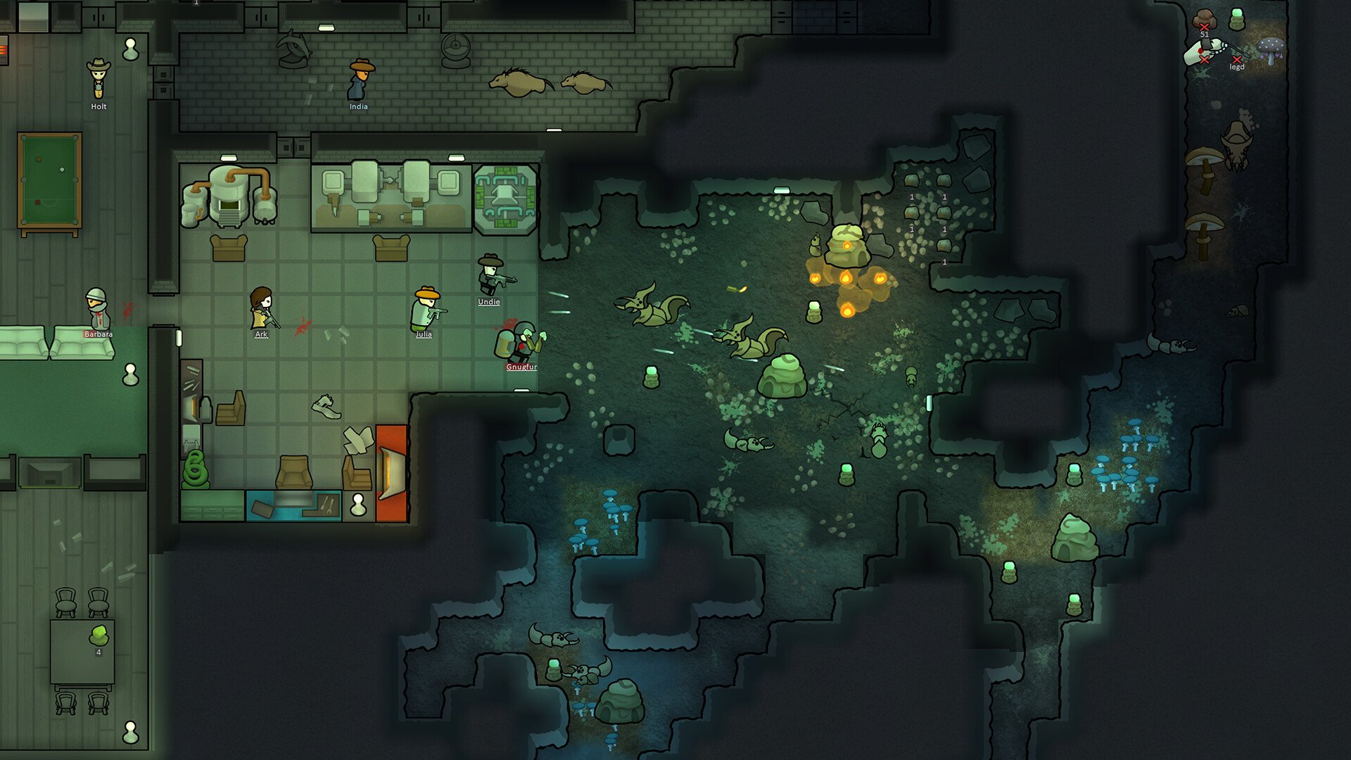 RimWorld'de kolonistler ve hayvanlar