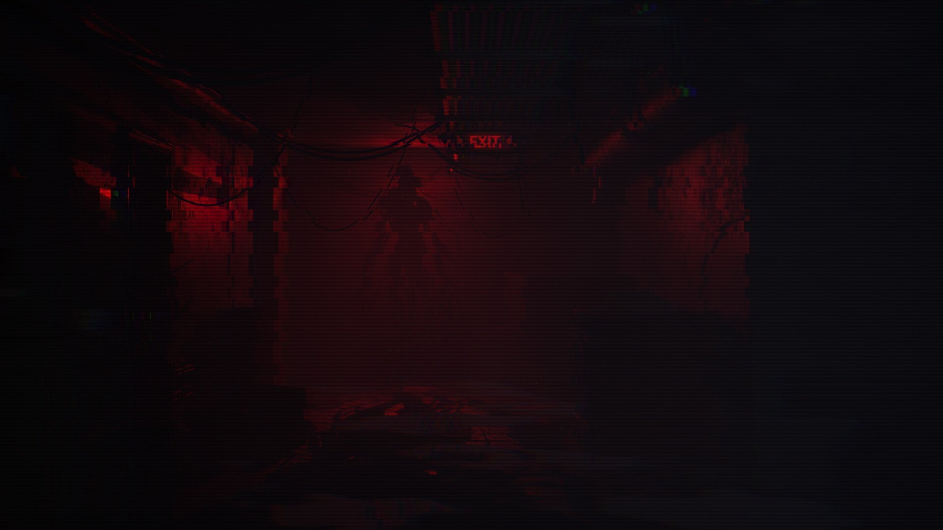 Silent Frequency'de kırmızı ışıkla aydınlanan karanlık kule koridoru