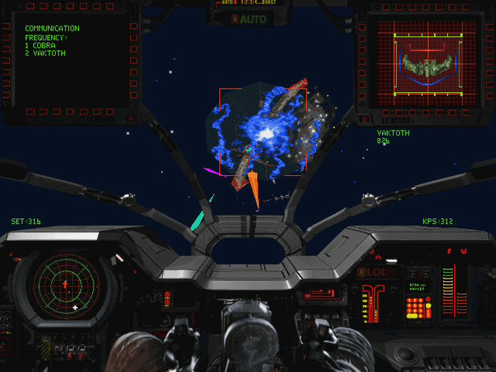 Wing Commander III kokpit görünümünde uzay savaşı
