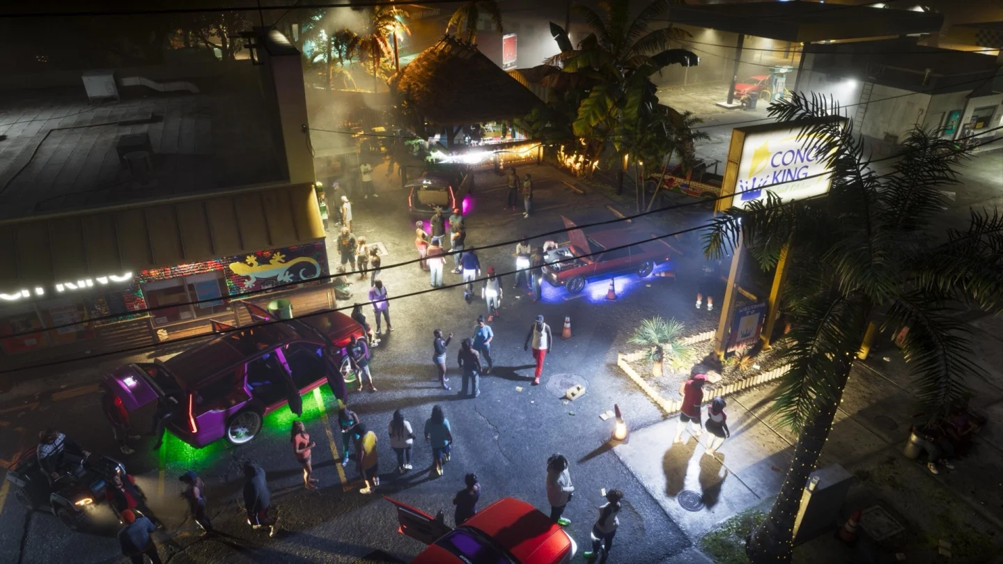 GTA 6 resmi ekran görüntüsü: gece araba buluşması