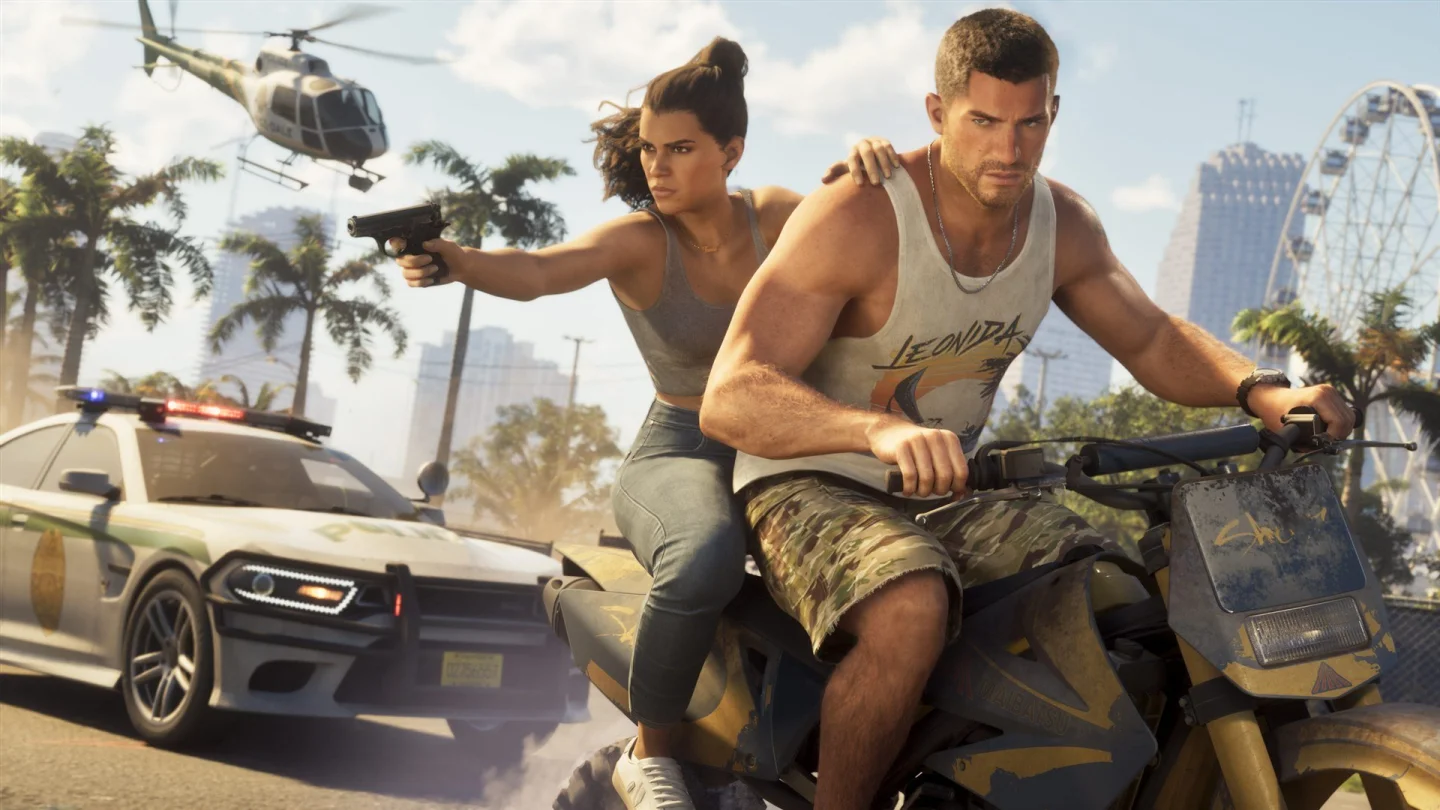 GTA 6'da Jason ve Lucia motosikletle polisten kaçıyor