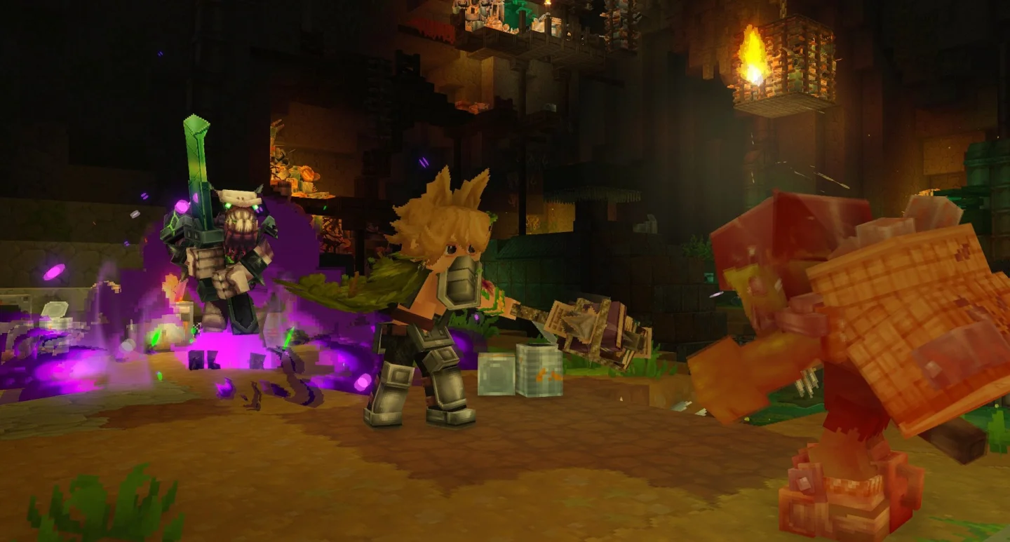 Hytale Chapter 1 Goblin Breach içeriğinde dövüşen karakterler