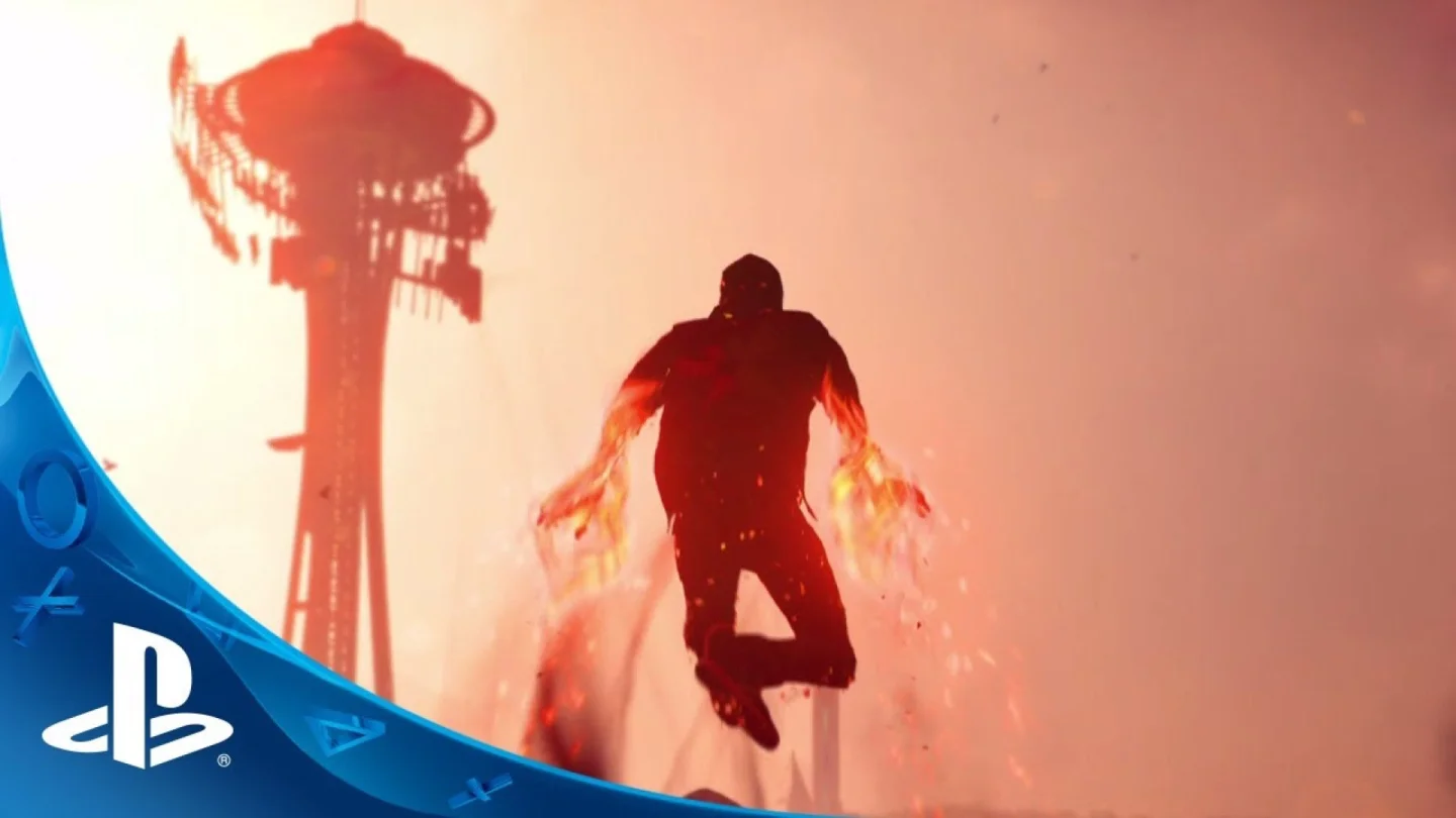 inFAMOUS Second Son resmî oynanış fragmanından Delsin ve Seattle silüeti