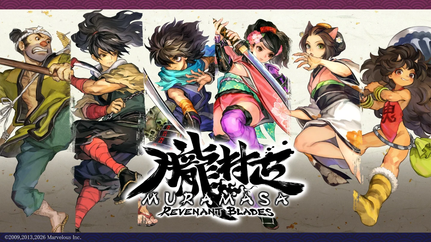 Muramasa: Revenant Blades resmi anahtar görseli, altı oynanabilir karakter