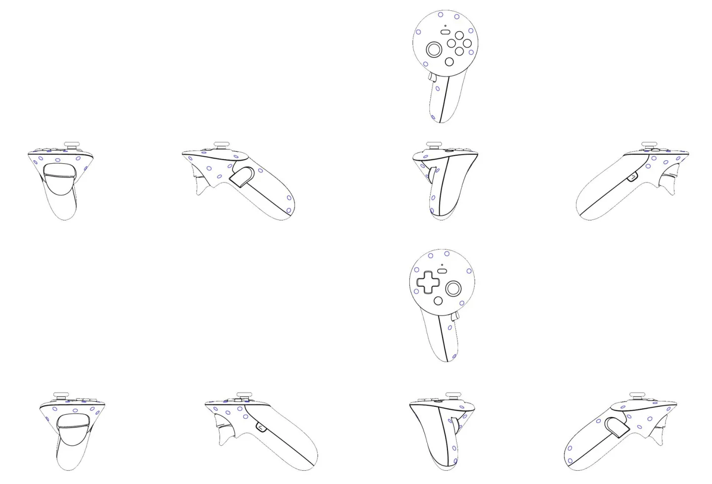 Steam Frame kumandalarındaki LED konumlarını gösteren teknik çizim