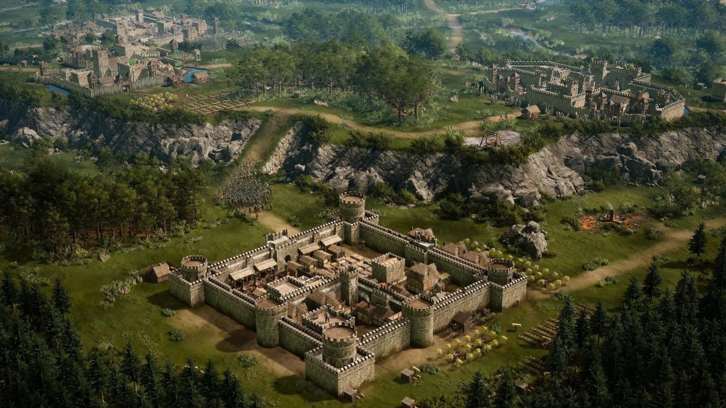 Stronghold 4'te vadiye kurulmuş surlu kale