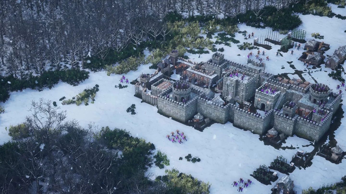 Stronghold 4'te karla kaplı haritada kale kuşatması