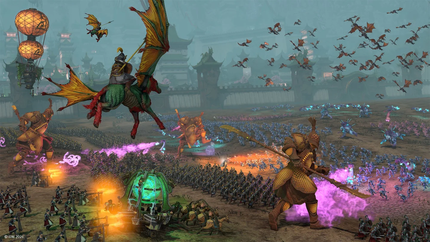 Total War: Warhammer 3'te Cathay ordusunun savaş sahnesi
