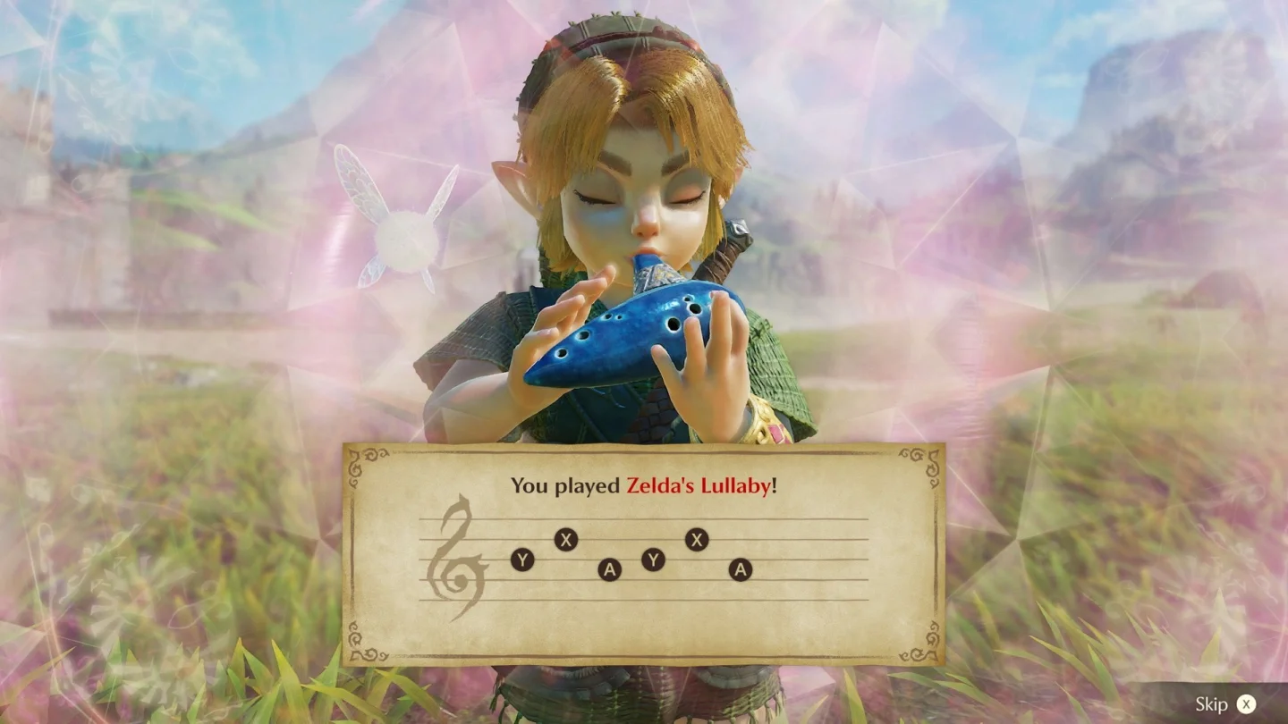 Ocarina of Time remake'inde Zelda'nın Ninnisi çalınırken görünen nota ekranı