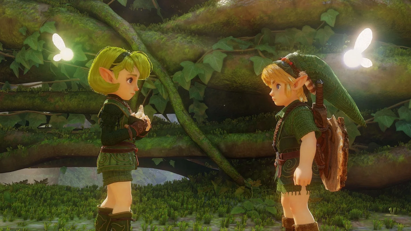 Ocarina of Time remake'inde Saria ve Link'in karşılıklı durduğu ara sahne